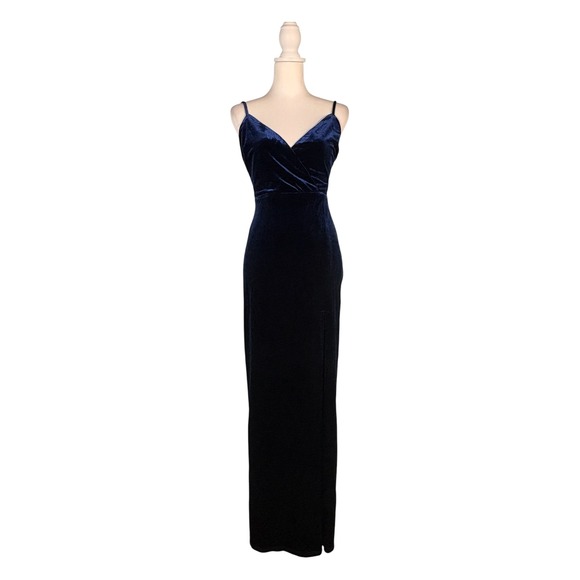 Lulus Dresses & Skirts - Lulus Graceful Glamour Navy Blue Velvet Maxi Dress S NWT Sexy Sirencore Elegant